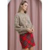 imageCHICWISH Womens Red Plaid Mini Skirt Fall Winter Tartan Wool High Waisted Bodycon Pencil SkirtRed