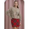 imageCHICWISH Womens Red Plaid Mini Skirt Fall Winter Tartan Wool High Waisted Bodycon Pencil SkirtRed