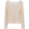 imageCHICWISH Women Full Pearl Embellished Sheer Mesh Top Sexy See Through Shirt Long Sleeve Scoop Neck Blouses Tops TanTan