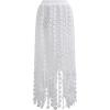 imageCHICWISH Women Summer Crochet Circle Fringe Hem Maxi Skirt Hollow Out High Elastic Waist Vacation Beach Long SkirtWhite