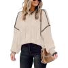 imageDisamer Sweaters for Women Fall Outfits Winter 2025 Lightweight Long Batwing Sleeve Crewneck Knit Pullover Sweaters TopsStriped Apricot