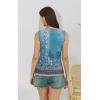 imageDisamer Tank Tops for Women 2025 Pleated Summer Tops Button Down Loose Fit Sleeveless Square Neck T ShirtsFloral Blue