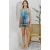 imageDisamer Tank Tops for Women 2025 Pleated Summer Tops Button Down Loose Fit Sleeveless Square Neck T ShirtsFloral Blue