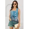 imageDisamer Tank Tops for Women 2025 Pleated Summer Tops Button Down Loose Fit Sleeveless Square Neck T ShirtsFloral Blue