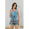 imageDisamer Tank Tops for Women 2025 Pleated Summer Tops Button Down Loose Fit Sleeveless Square Neck T ShirtsFloral Blue