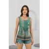 imageDisamer Tank Tops for Women 2025 Pleated Summer Tops Button Down Loose Fit Sleeveless Square Neck T ShirtsFloral Green