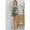 imageDisamer Tank Tops for Women 2025 Pleated Summer Tops Button Down Loose Fit Sleeveless Square Neck T ShirtsFloral Green
