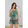imageDisamer Tank Tops for Women 2025 Pleated Summer Tops Button Down Loose Fit Sleeveless Square Neck T ShirtsFloral Green