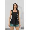 imageDisamer Tank Tops for Women 2025 Pleated Summer Tops Button Down Loose Fit Sleeveless Square Neck T ShirtsLace Black