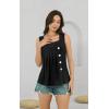 imageDisamer Tank Tops for Women 2025 Pleated Summer Tops Button Down Loose Fit Sleeveless Square Neck T ShirtsLace Black