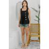 imageDisamer Tank Tops for Women 2025 Pleated Summer Tops Button Down Loose Fit Sleeveless Square Neck T ShirtsLace Black