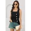 imageDisamer Tank Tops for Women 2025 Pleated Summer Tops Button Down Loose Fit Sleeveless Square Neck T ShirtsLace Black