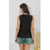 imageDisamer Tank Tops for Women 2025 Pleated Summer Tops Button Down Loose Fit Sleeveless Square Neck T ShirtsLace Black