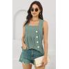 imageDisamer Tank Tops for Women 2025 Pleated Summer Tops Button Down Loose Fit Sleeveless Square Neck T ShirtsLace Green