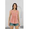 imageDisamer Tank Tops for Women 2025 Pleated Summer Tops Button Down Loose Fit Sleeveless Square Neck T ShirtsLace Orange