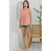 imageDisamer Tank Tops for Women 2025 Pleated Summer Tops Button Down Loose Fit Sleeveless Square Neck T ShirtsLace Orange