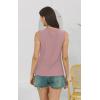 imageDisamer Tank Tops for Women 2025 Pleated Summer Tops Button Down Loose Fit Sleeveless Square Neck T ShirtsLace Pink