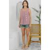imageDisamer Tank Tops for Women 2025 Pleated Summer Tops Button Down Loose Fit Sleeveless Square Neck T ShirtsLace Pink