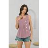 imageDisamer Tank Tops for Women 2025 Pleated Summer Tops Button Down Loose Fit Sleeveless Square Neck T ShirtsLace Pink