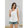 imageDisamer Tank Tops for Women 2025 Pleated Summer Tops Button Down Loose Fit Sleeveless Square Neck T ShirtsLace White