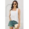 imageDisamer Tank Tops for Women 2025 Pleated Summer Tops Button Down Loose Fit Sleeveless Square Neck T ShirtsLace White