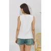 imageDisamer Tank Tops for Women 2025 Pleated Summer Tops Button Down Loose Fit Sleeveless Square Neck T ShirtsLace White