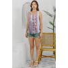 imageDisamer Tank Tops for Women 2025 Pleated Summer Tops Button Down Loose Fit Sleeveless Square Neck T ShirtsStriped Rose
