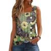 imageDisamer Tank Tops for Women 2025 Pleated Summer Tops Button Down Loose Fit Sleeveless Square Neck T ShirtsFlower Bellis