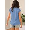 imageDisamer Womens Cap Sleeve Summer Tops Casual Crew Neck Lace Fashion Loose Fit Short Sleeve Shirts Tunic BlouseA Pure Blue