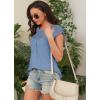 imageDisamer Womens Cap Sleeve Summer Tops Casual Crew Neck Lace Fashion Loose Fit Short Sleeve Shirts Tunic BlouseA Pure Blue