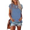 imageDisamer Womens Cap Sleeve Summer Tops Casual Crew Neck Lace Fashion Loose Fit Short Sleeve Shirts Tunic BlouseA Pure Blue