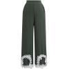 imageCHICWISH Women 2 Piece Sets Summer Outfit Sleeveless V Neck Lace Top and Side Pocket Pants Casual Vacation Lounge SetArmy Green