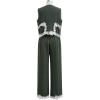 imageCHICWISH Women 2 Piece Sets Summer Outfit Sleeveless V Neck Lace Top and Side Pocket Pants Casual Vacation Lounge SetArmy Green