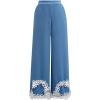 imageCHICWISH Women 2 Piece Sets Summer Outfit Sleeveless V Neck Lace Top and Side Pocket Pants Casual Vacation Lounge SetBlue
