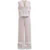 imageCHICWISH Women 2 Piece Sets Summer Outfit Sleeveless V Neck Lace Top and Side Pocket Pants Casual Vacation Lounge SetLinen