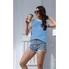 imageDisamer Cap Sleeve Knit Sweater Tops Sleeveless Vest 2025 Spring Clothes Oversized Summer Tank Trendy Short Sleeve T ShirtsPure Blue