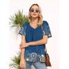 imageDisamer Summer Tops for Women 2025 Trendy Boho Floral Tank House Short Sleeve Shirts Loose Fit Tunic Top Dressy Casual BlouseFlower Feather Blue