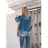imageDisamer Summer Tops for Women 2025 Trendy Boho Floral Tank House Short Sleeve Shirts Loose Fit Tunic Top Dressy Casual BlouseFlower Feather Blue