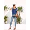 imageDisamer Summer Tops for Women 2025 Trendy Boho Floral Tank House Short Sleeve Shirts Loose Fit Tunic Top Dressy Casual BlouseFlower Feather Blue