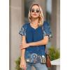 imageDisamer Summer Tops for Women 2025 Trendy Boho Floral Tank House Short Sleeve Shirts Loose Fit Tunic Top Dressy Casual BlouseFlower Feather Blue