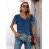 imageDisamer Summer Tops for Women 2025 Trendy Boho Floral Tank House Short Sleeve Shirts Loose Fit Tunic Top Dressy Casual BlouseFlower Feather Blue