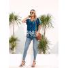 imageDisamer Summer Tops for Women 2025 Trendy Boho Floral Tank House Short Sleeve Shirts Loose Fit Tunic Top Dressy Casual BlouseFlower Leaf