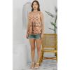 imageDisamer Tank Tops for Women 2025 Pleated Summer Tops Button Down Loose Fit Sleeveless Square Neck T ShirtsStriped Orange