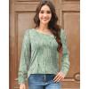 imageDisamer Womens Tops Long Sleeve T Shirts Dressy Casual Tunic Tops 2025 Fall Fashion Loose Square Neck Button Blouse TeesDewdrop Green