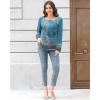 imageDisamer Womens Tops Long Sleeve T Shirts Dressy Casual Tunic Tops 2025 Fall Fashion Loose Square Neck Button Blouse TeesFloral Blue