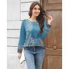 imageDisamer Womens Tops Long Sleeve T Shirts Dressy Casual Tunic Tops 2025 Fall Fashion Loose Square Neck Button Blouse TeesFloral Blue