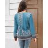 imageDisamer Womens Tops Long Sleeve T Shirts Dressy Casual Tunic Tops 2025 Fall Fashion Loose Square Neck Button Blouse TeesFloral Blue