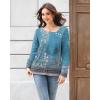 imageDisamer Womens Tops Long Sleeve T Shirts Dressy Casual Tunic Tops 2025 Fall Fashion Loose Square Neck Button Blouse TeesFloral Blue