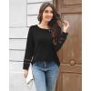 imageDisamer Womens Tops Long Sleeve T Shirts Dressy Casual Tunic Tops 2025 Fall Fashion Loose Square Neck Button Blouse TeesPure Black