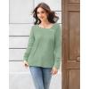 imageDisamer Womens Tops Long Sleeve T Shirts Dressy Casual Tunic Tops 2025 Fall Fashion Loose Square Neck Button Blouse TeesPure Green